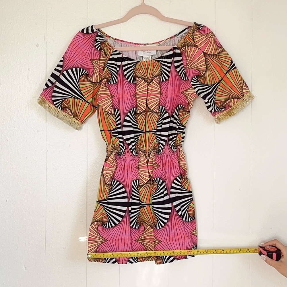 Kristina Mak Printed 60s Vibrant Pink Starburst Mini Dress - Picture 5 of 8